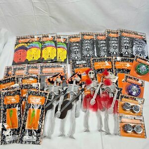 Halloween Party & Decor Lot – Glow Sticks, Skeletons, Garlands, Door Covers, LED